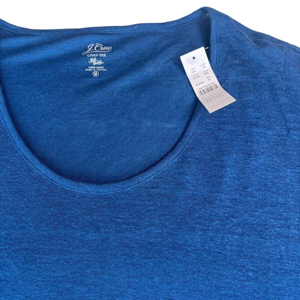 J.Crew 100% Linen Relaxed Tee Size Medium Blue Teal Color - Picture 7 of 11
